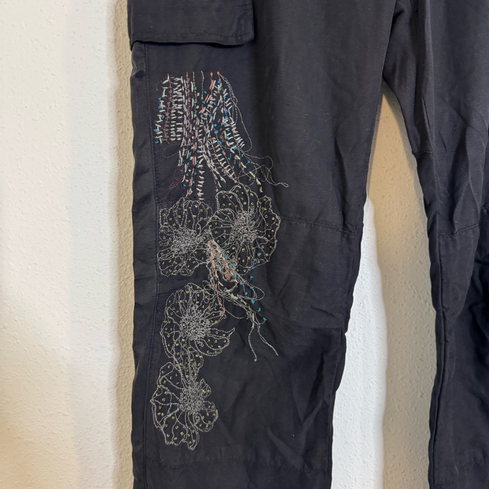 Da-Nang vintage black embroidered cargo pants - Picture 2 of 5